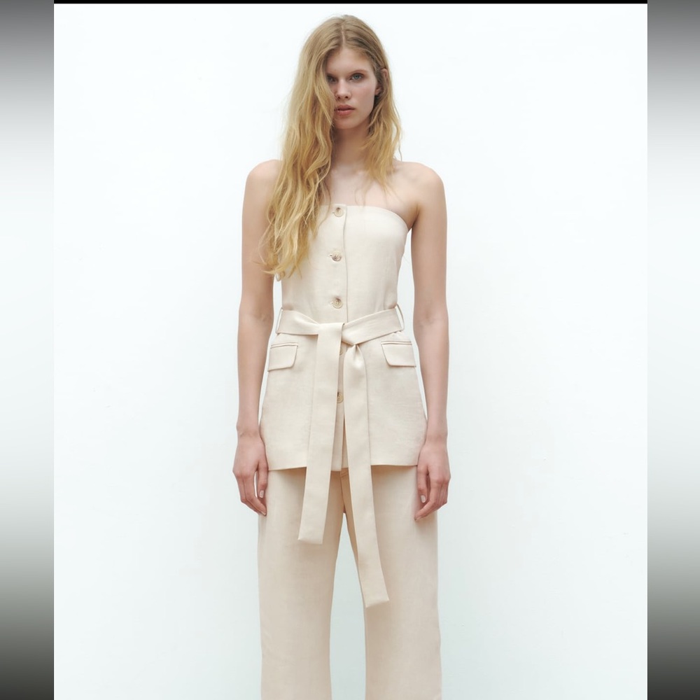 ZARA strapless linen blend top - Picture 2 of 7